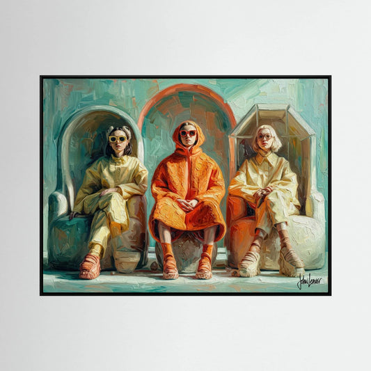 Sun Seekers — Three Figures in Repose Canvas Print