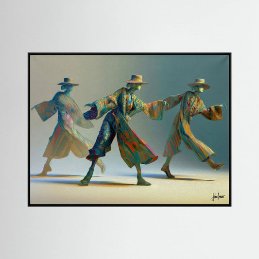 In Motion — Dynamic Kimono Figures Canvas Print