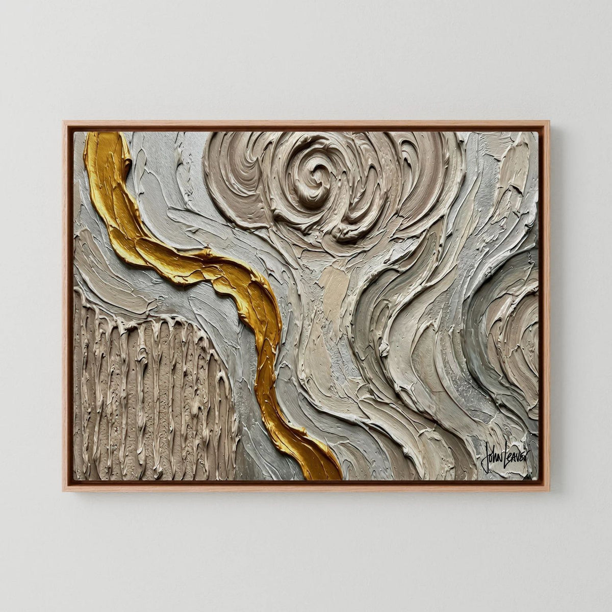 Golden Thread — Neutral Textured Abstract Print