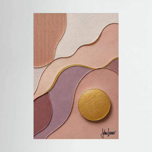 Paper-Cut Style Abstract Wave Art – Ivory & Amber Gold Tones, Printed Flat on Canvas - Copy