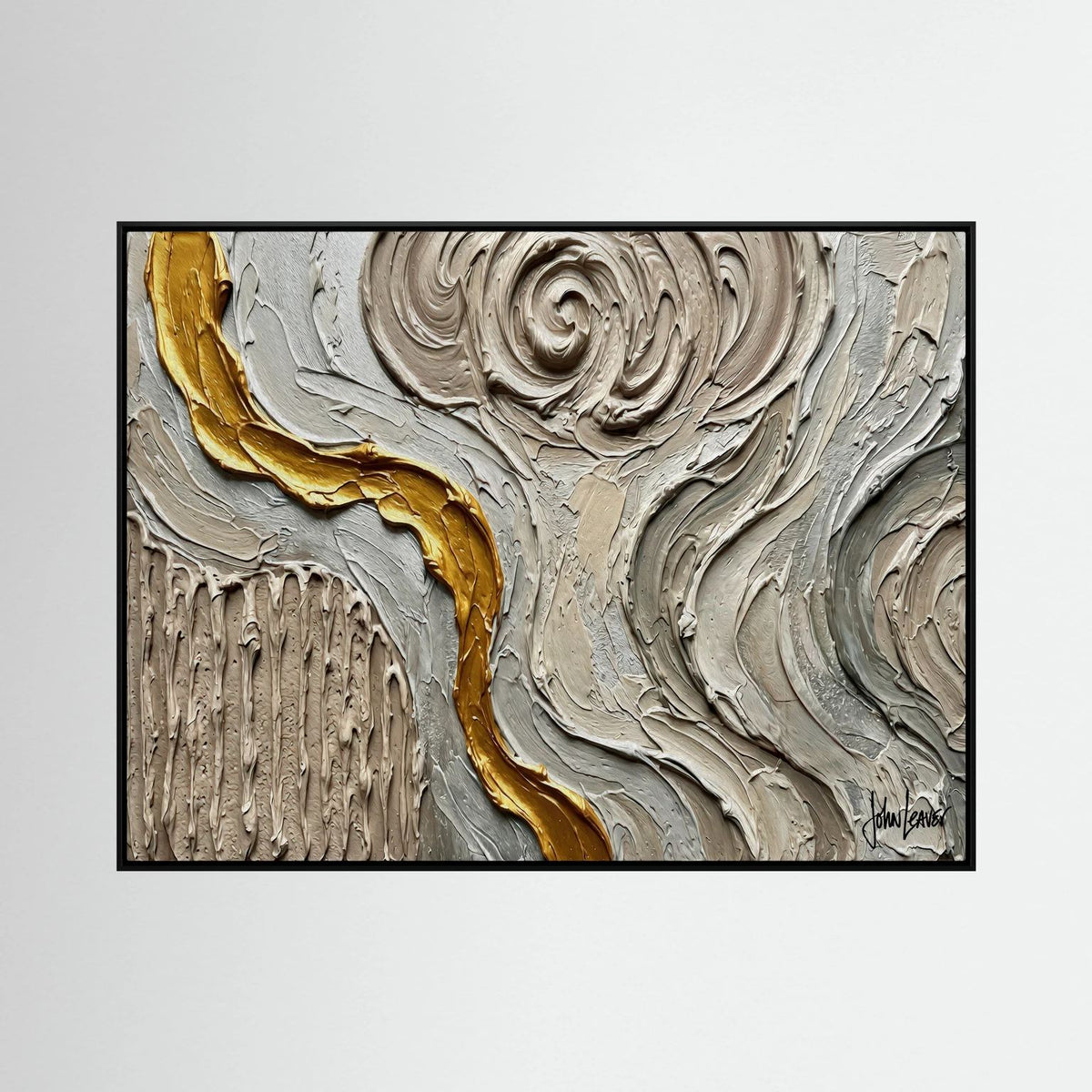 Golden Thread — Neutral Textured Abstract Print