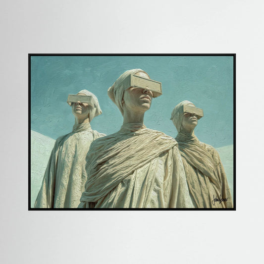 Desert Oracles — Futuristic Robed Figures Canvas Print