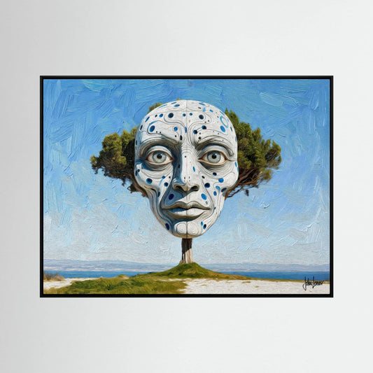 Seaside Escape — Textured Beach Umbrella Canvas Print