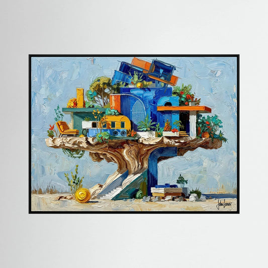 Treehouse Dwelling" — An Impasto Fantasy Building on a Single Wide TREE