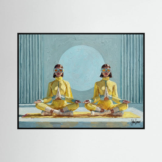 Mirrored Calm — Meditating Twins Canvas Print